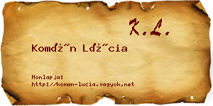 Komán Lúcia névjegykártya